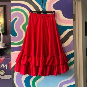Red Ruffle Layered Skirt